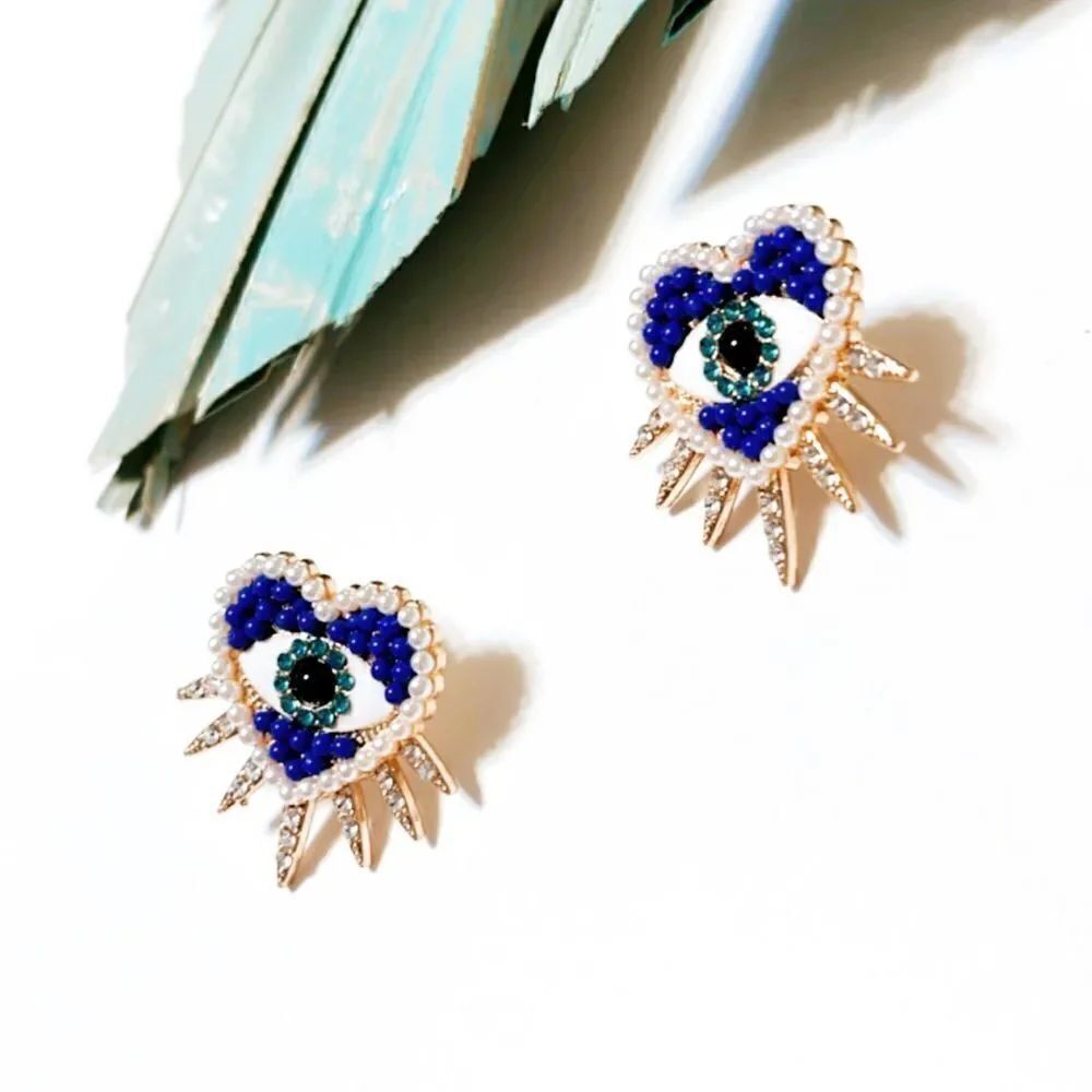 Heart evil eye earrings #21